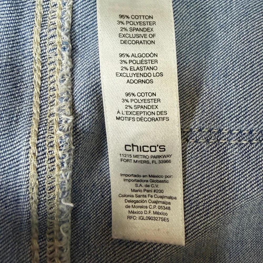 Chicos Platinum Crop Jeans‎ 1.5 Women 10 Blue Medium Wash Stretch Straight Leg
